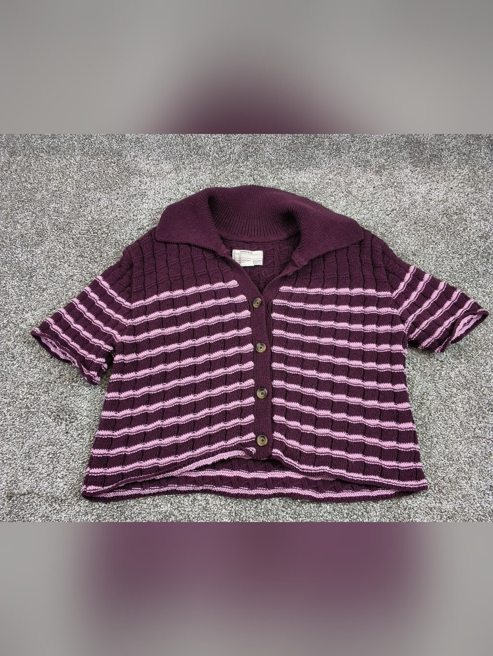 Kimchi Blue Oliver Women’s Button- Down Knit Polo Sweater Purple Size S